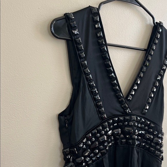 Bebe black silk sleeveless dress with beading small - Picture 13 of 16